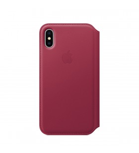 Husa de protectie apple folio pentru iphone x, piele - berry