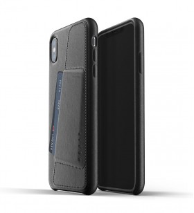 Husa de protectie mujjo tip portofel pentru iphone xs max, piele, negru
