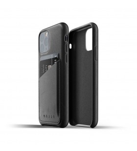 Husa de protectie mujjo tip portofel pentru iphone 11 pro, piele, negru