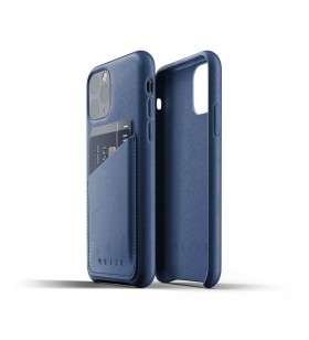 Husa de protectie mujjo tip portofel pentru iphone 11 pro, piele, monaco blue