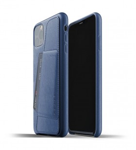 Husa de protectie mujjo tip portofel pentru iphone 11 pro max, piele, monaco blue