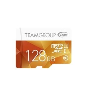 Teamgroup tcusdx128guhs42 team group memory card micro sdxc 128gb uhs-i +adaptor, galben