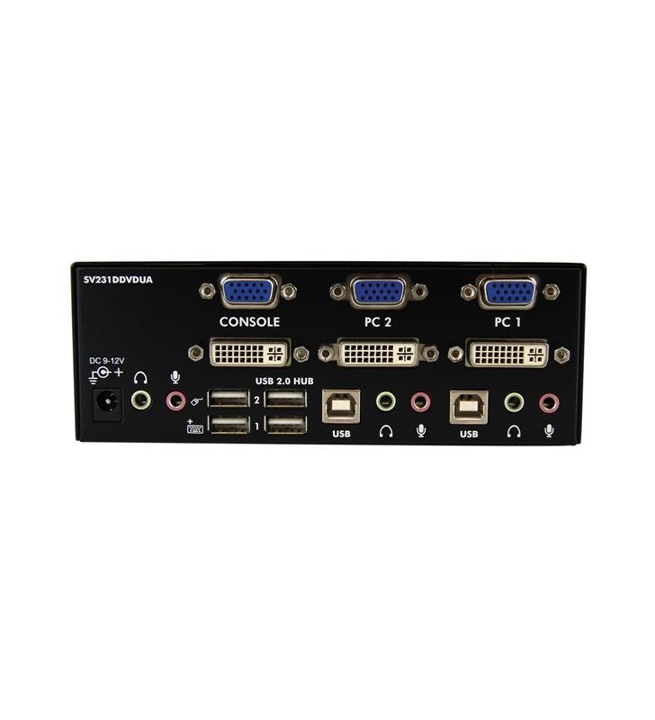 Startech.com sv231ddvdua switch-uri pentru tastatură, mouse și monitor (kvm) negru