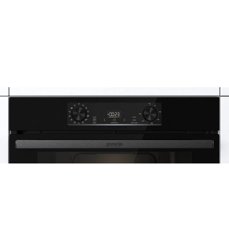 Gorenje 738415 optibake bos 6737 e13bg built-in oven / 77l / hot air / extrasteam / gentleclose & open / roasting thermometer / airfry / pizza mode 300°c / perfectgrill / childlook / telescopic extensions ge/black [energy class a]