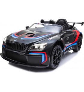 Jamara 460474 ride-on bmw m6 gt3, black, powerful drive motors and battery for long ride time, 3 speed, shock absorber, aux connection, ultra grip rubber ring, led headlight