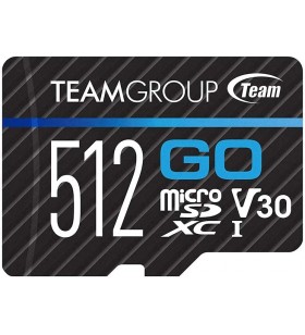 Teamgroup go card 512gb micro sdxc uhs-i u3 v30 4k for gopro & drone & action cameras, high speed ​​flash memory card with adapter for outdoor, sports, 4k shooting, nintendo switch tgusdx512gu303