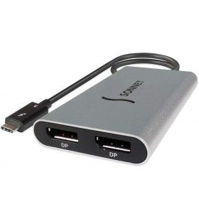 Sonnet thunderbolt 3 to dual displayport adapter - supports one 5k or two 4k displays (tb3-ddp4k), black/silver