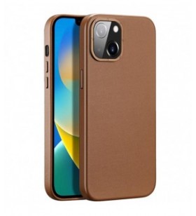 Husa capac spate grit leather case maro apple iphone 14 pro max