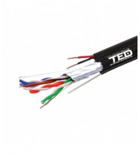 Cablu ftp cat.5e cupru + sufa + 2 fire x 0,75 mm cca multifilare de alimentare ted wire expert ted002600