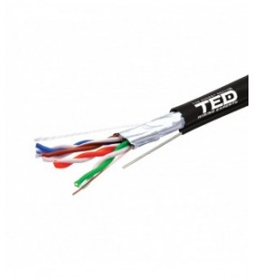 Cablu ftp cat.5e sufa cupru integral 0,5 manta pe negru tambur 500 ml. ted wire expert ted002402
