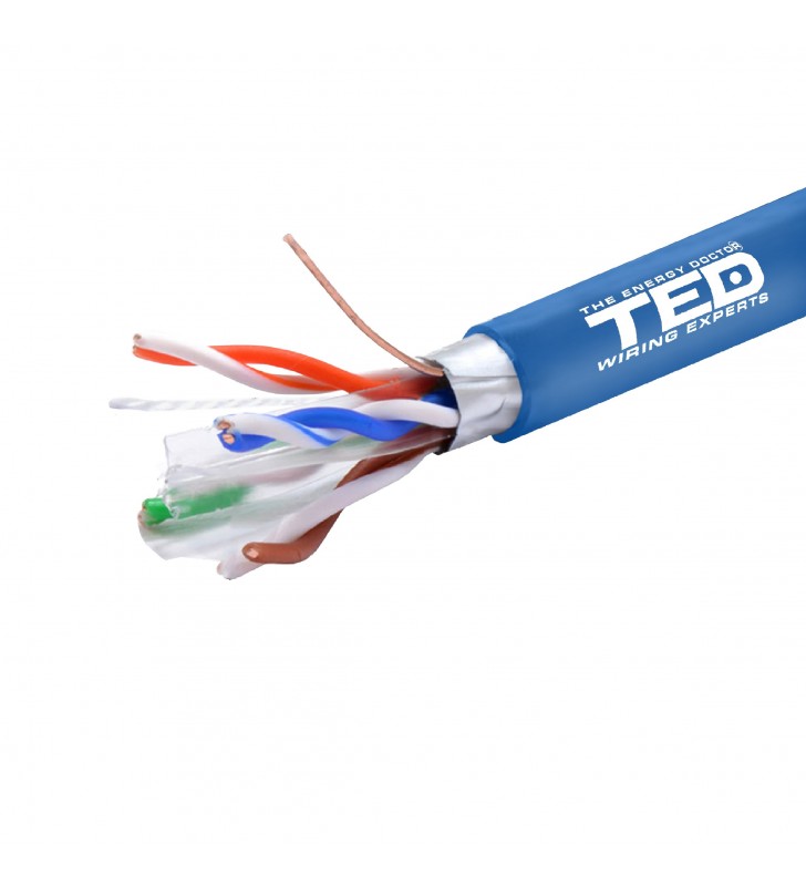 Cablu ftp cat.6 cupru integral 0,51 albastru ted wire expert ted002426
