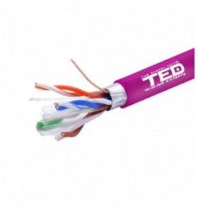 Cablu ftp cat.6 cupru integral 0,56 23awg lszh fluke pass rola 305ml, violet, ted wire expert ted002433