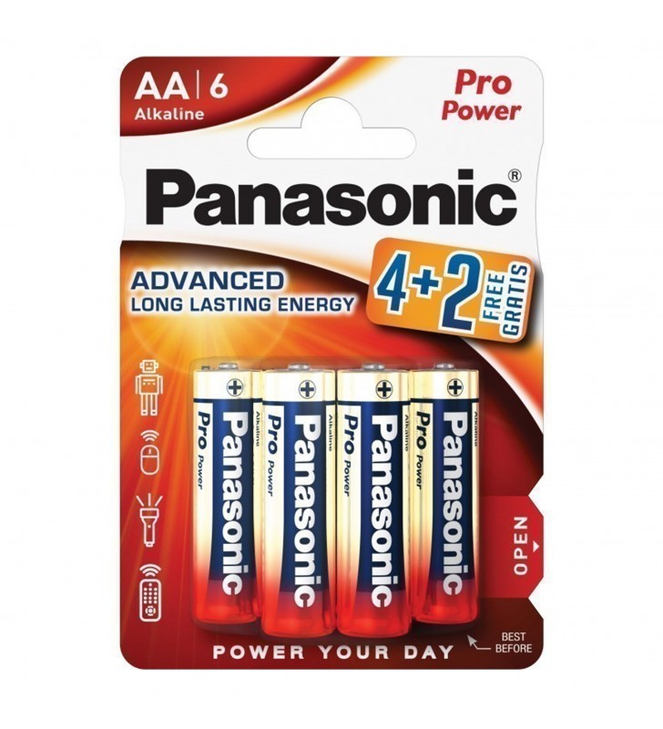 Panasonic baterie alcalina aa (lr6) pro power lr6ppg/6bp 4+2f b(4+2) (72/72)