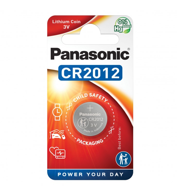 Panasonic baterie litiu cr2012 3v diametru 20mm x h1,2mm cod cr-2012el/1b b1 (12/120)