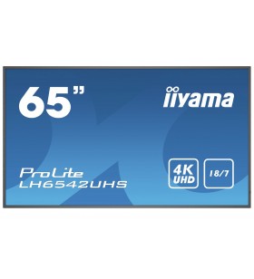 Iiyama lh6542uhs-b1 afișaj semne 163,8 cm (64.5") ips 4k ultra hd panou informare digital de perete negru procesor încorporat