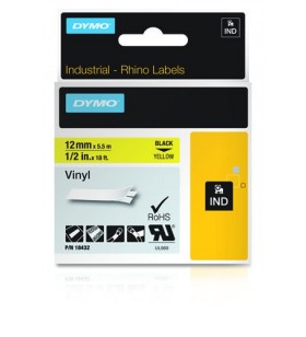 Dymo 18432 benzi pentru etichete negru pe galben
