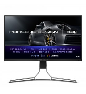 Aoc porsche pd27s led display 68,6 cm (27") 2560 x 1440 pixel quad hd negru, gri
