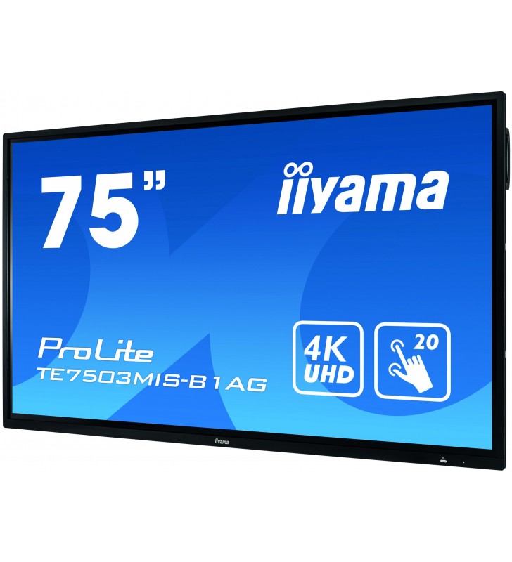 Iiyama prolite te7503mis-b1ag monitoare cu ecran tactil 189,2 cm (74.5") 3840 x 2160 pixel negru multi-touch multi-utilizatori