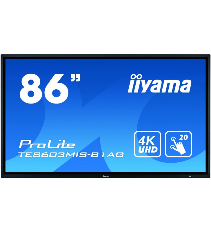 Iiyama prolite te8603mis-b1ag monitoare cu ecran tactil 2,17 m (85.6") 3840 x 2160 pixel negru multi-touch multi-utilizatori