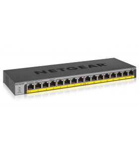 Netgear GS116LP Fara management Gigabit Ethernet (10/100/1000) Negru Power over Ethernet (PoE) Suport