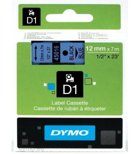 Dymo d1 standard - black on blue - 12mm benzi pentru etichete negru pe albastru