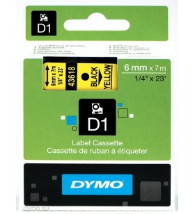 Dymo d1 standard - black on yellow - 6mm benzi pentru etichete negru pe galben