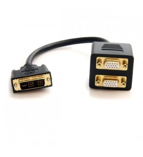 Startech.com dvispl1vv adaptor pentru cabluri video 0,3 m dvi-i 2 x vga (d-sub) negru