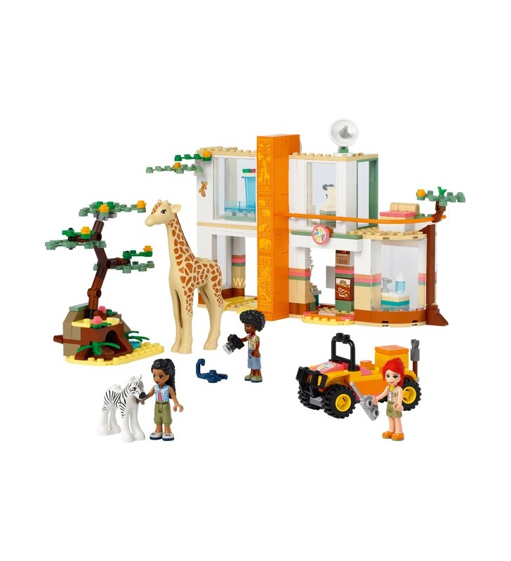 Jucărie de construcție lego friends 41717 misiunea de salvare a animalelor a miei (include figurine de animale zebre și girafe și minifigurine 3 friends)