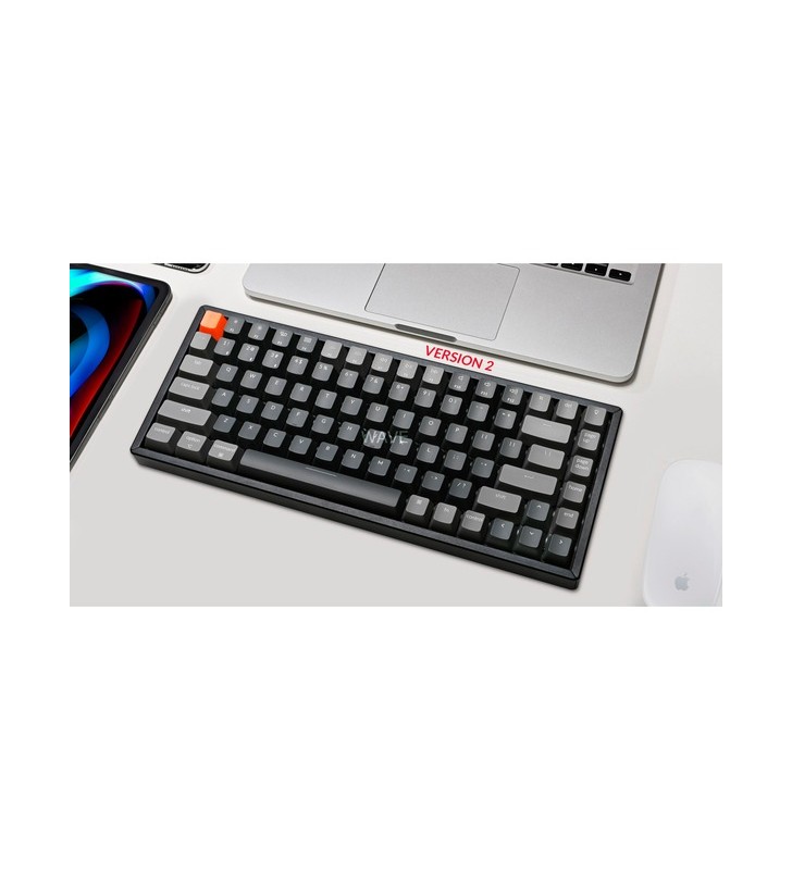 Tastatură pentru jocuri keychron k2 versiunea 2 (negru/gri, aspect de, roșu gateron, cadru din aluminiu, rgb)