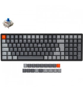 Tastatură pentru jocuri keychron k4 versiunea 2 (negru/gri, aspect de, gateron blue, cadru din aluminiu, rgb)