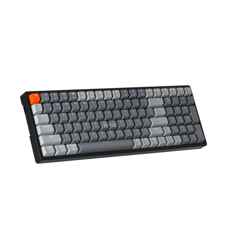 Tastatură pentru jocuri keychron k4 versiunea 2 (negru/gri, aspect de, gateron blue, cadru din aluminiu, rgb)