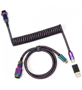 Keychron premium cablu spiralat negru, cablu (negru, 1,08 metri, conector drept)