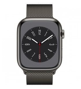 Apple watch series 8, ceas inteligent (grafit, 45 mm, curea milaneză, carcasă din oțel inoxidabil, lte)