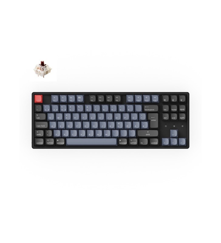Keychron k8 pro, tastatură pentru jocuri (negru/albastru, aspect de, gateron g pro blue, hot-swap, cadru din aluminiu, rgb)