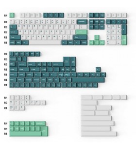 Keychron cherry profile double-shot pbt full keycap set - white mint, keycap (alb/verde, 219 bucăți, aspect ansi și uk iso)