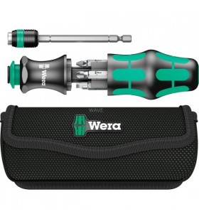 Compact 25 wera kraftform , 7 piese, cheie tubulară (negru/verde, revistă integrată)