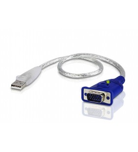Aten 2a-130g adaptor pentru cabluri video 0,35 m usb tip-a vga (d-sub) albastru, argint