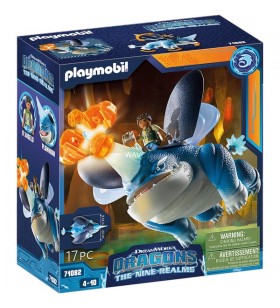 Playmobil 71082 dragons: the nine realms - jucărie de construcție plowhorn & d'angelo (cu rocă de cristal de explodat)