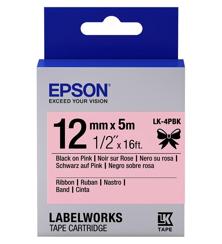 Epson label cartridge satin ribbon lk-4pbk black/pink 12mm (5m)