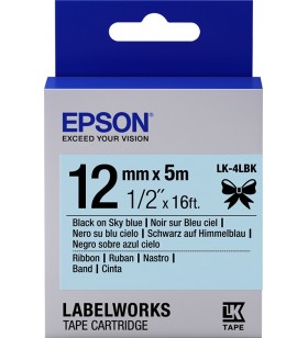 Epson label cartridge satin ribbon lk-4lbk black/sky blue 12mm (5m)