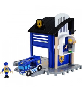 Secția de poliție brio world cu vehicul de urgență, tren (albastru/negru)