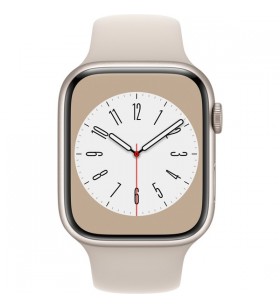 Apple watch series 8, ceas inteligent (șampanie, 45 mm, curea sport, carcasă din aluminiu, lte)