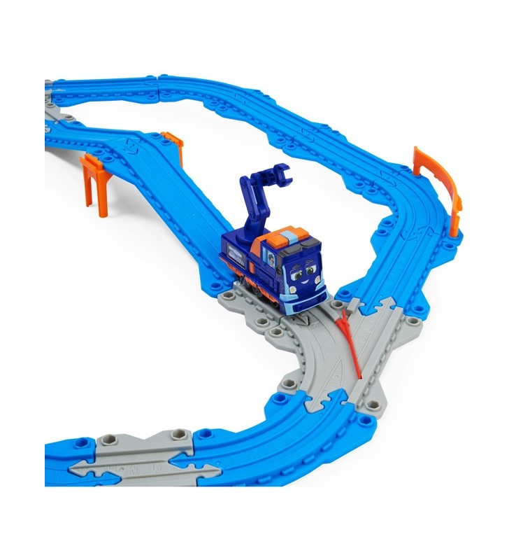 Set de șenile spin master mighty express cu vehicul de jucărie milo, mecanic de tren push-and-go