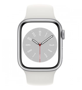 Apple watch series 8, ceas inteligent (argint, 41 mm, brățară sport, carcasă din aluminiu, lte)