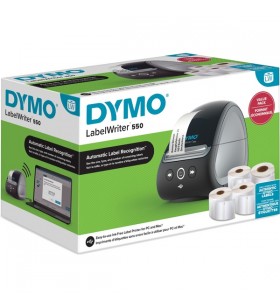 Imprimantă de etichete dymo labelwriter 550 valuepack (negru/gri, usb, 2147591, inclusiv 4 role de etichete dymo originale)