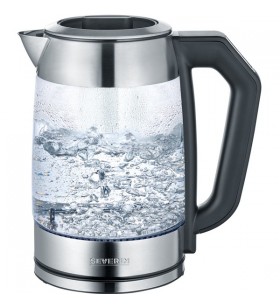 Ceai și ceainic digital din sticlă severin wk 3477 (oțel inoxidabil/negru, 1,7 litri)