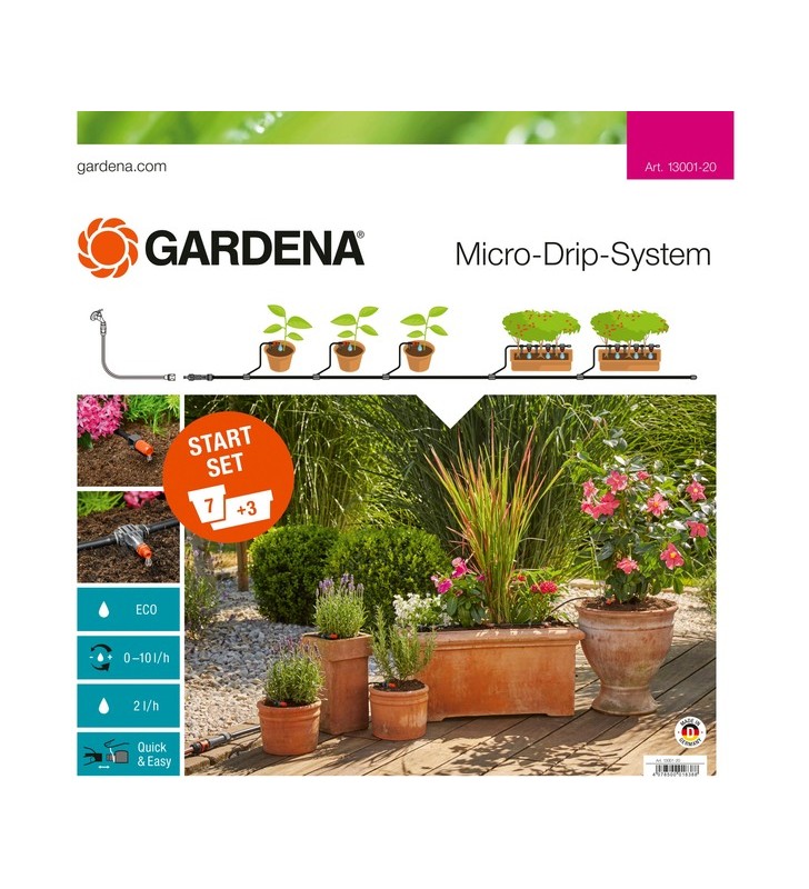 Set de pornire micro-drip-system gardena pentru ghivece m, 68 buc, sistem de picurare