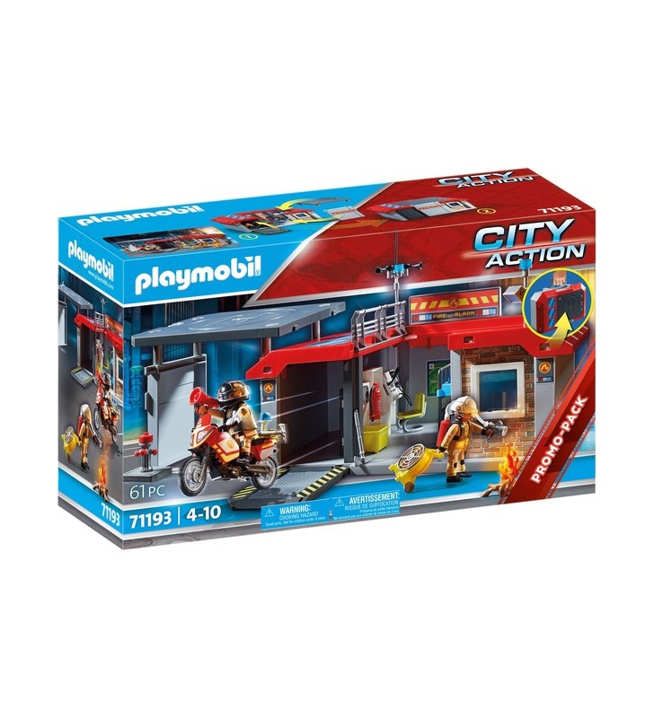 Playmobil 71193 jucărie de construcție a stației de pompieri cu acțiune în oraș