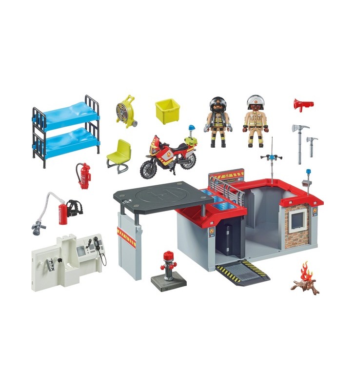 Playmobil 71193 jucărie de construcție a stației de pompieri cu acțiune în oraș