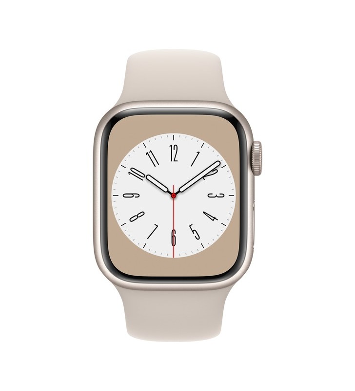 Apple watch series 8, ceas inteligent (șampanie, 41 mm, curea sport, carcasă din aluminiu, lte)
